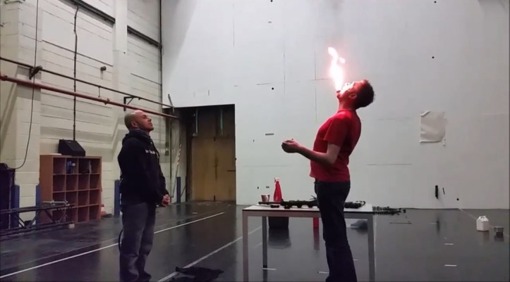 Fire eating at Aircraft Circus