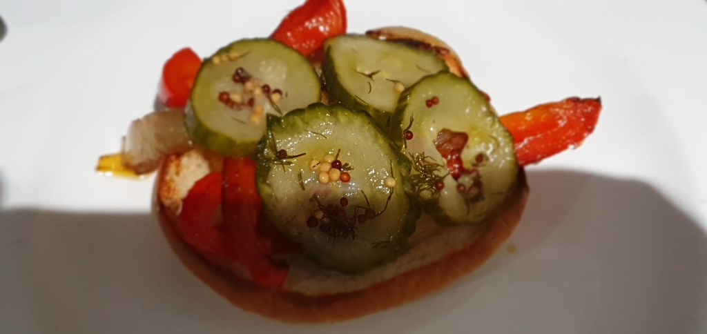 Pickled cucumber on the bun