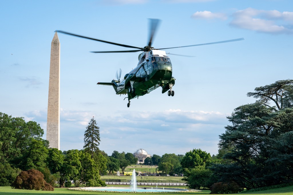 Donald Trump in Marine One