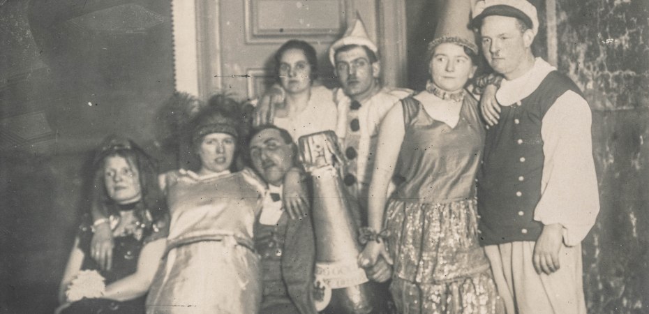 Group of drunk people at a New Year's party