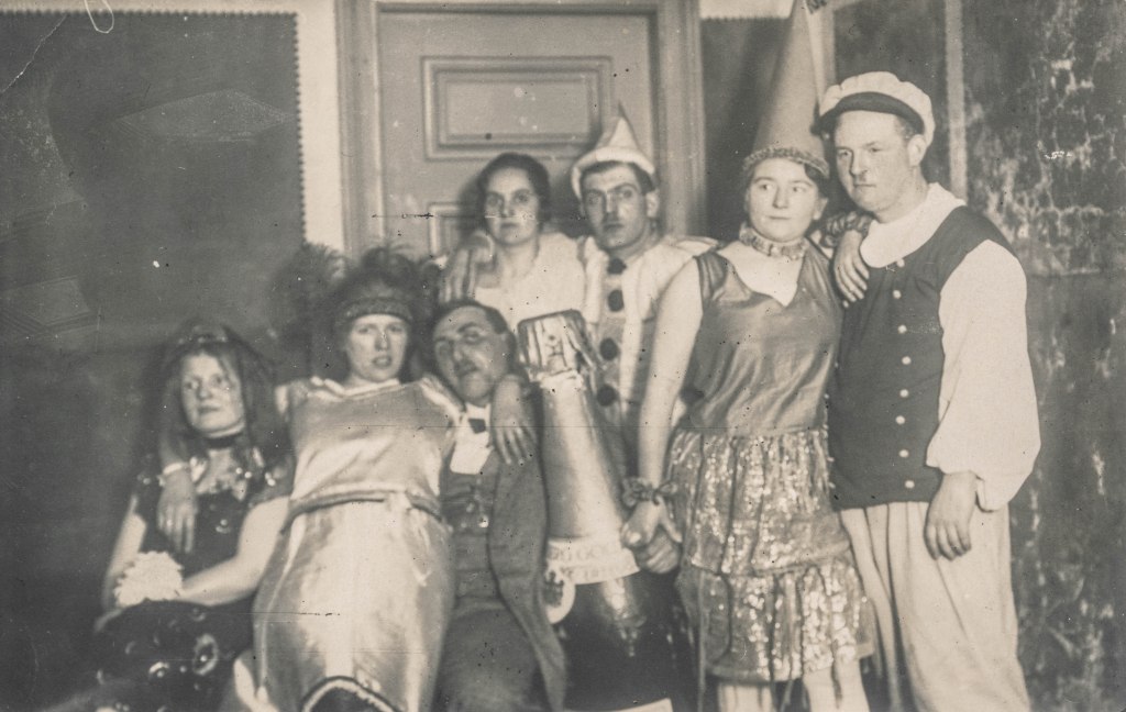 Group of drunk people at a New Year's party