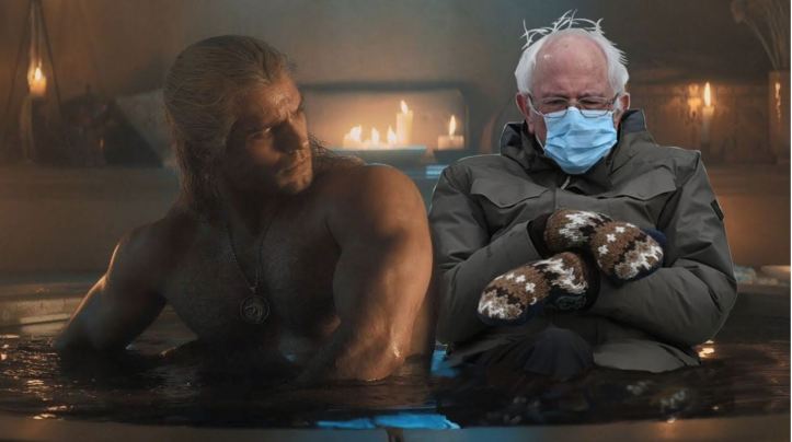 Geralt and the Senator Bernie in the Bath by @Hey_Davy