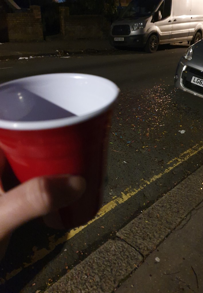 Red cup on New Year's Eve