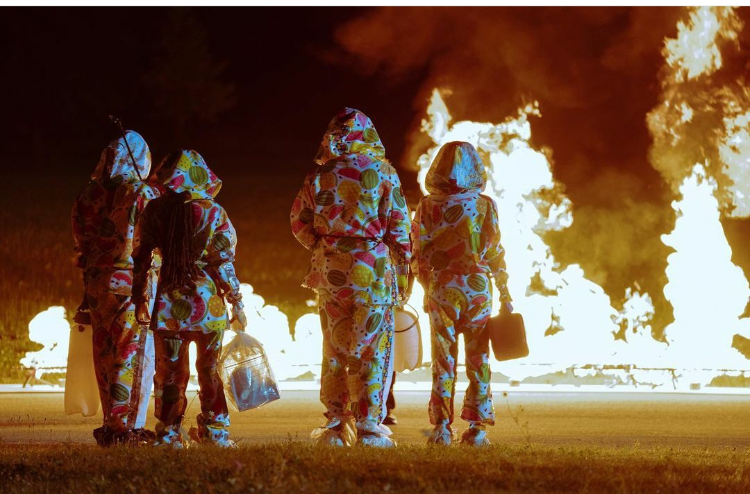 A building on fire in Utopia