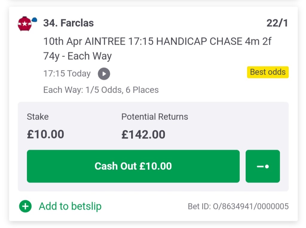 Farclas betting slip