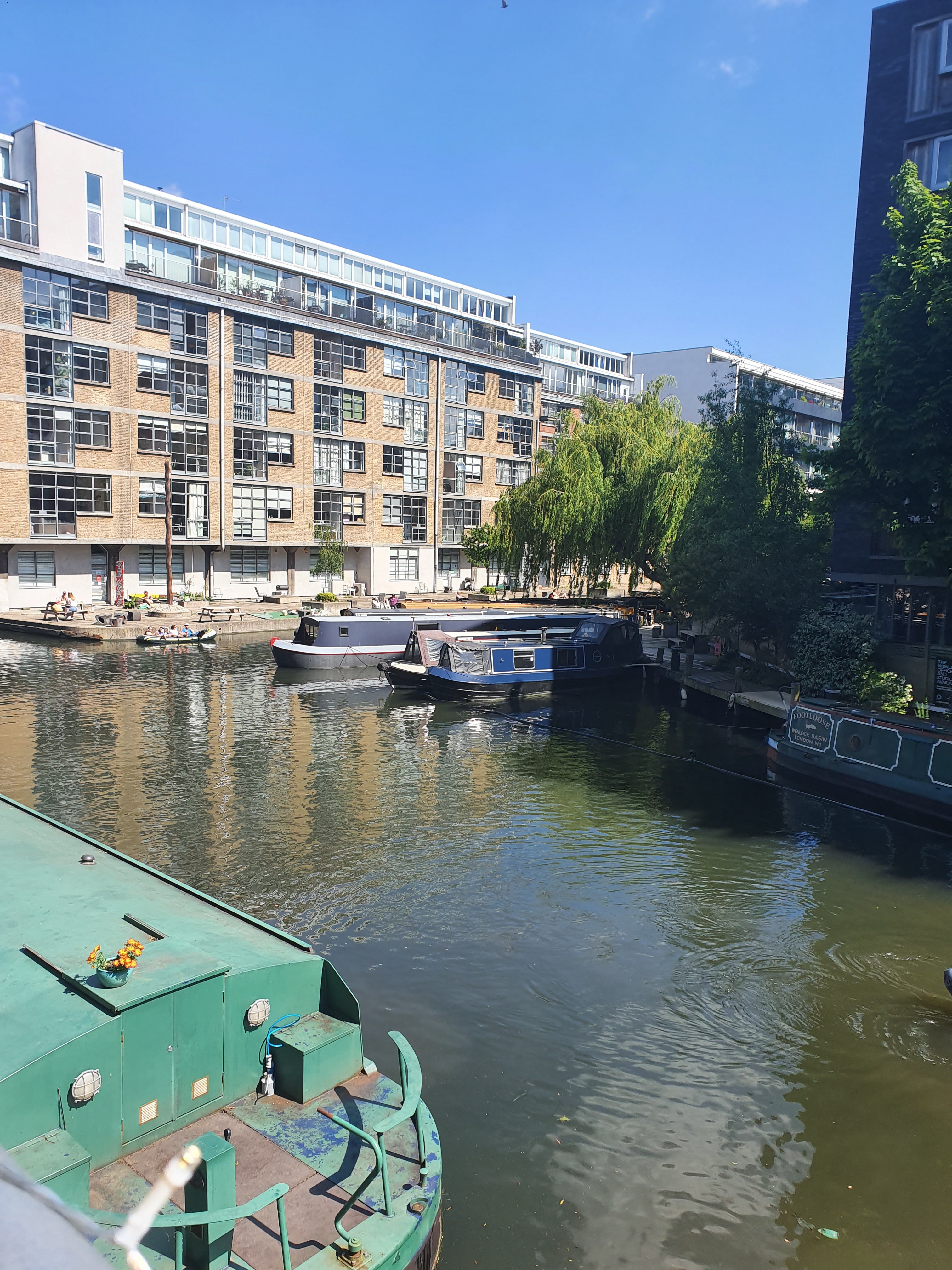 The view from the outside tables at the Narrowboat pub in Islington