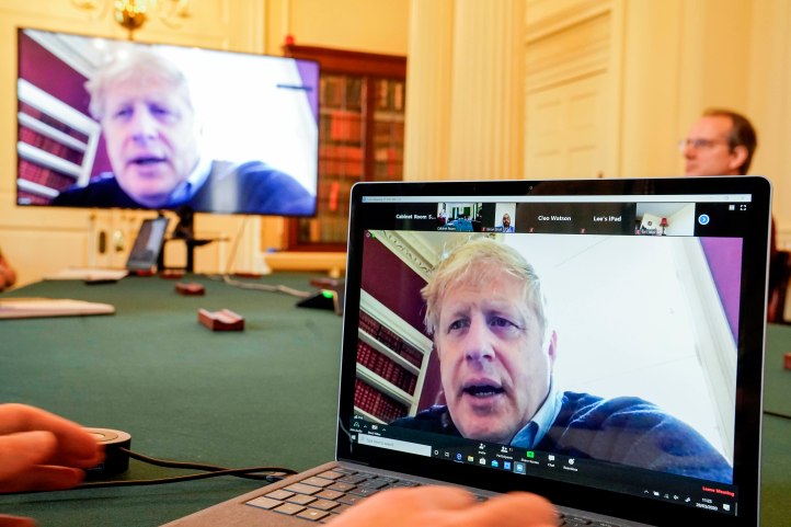 Boris Johnson chairs the morning Covid-19 Meeting
