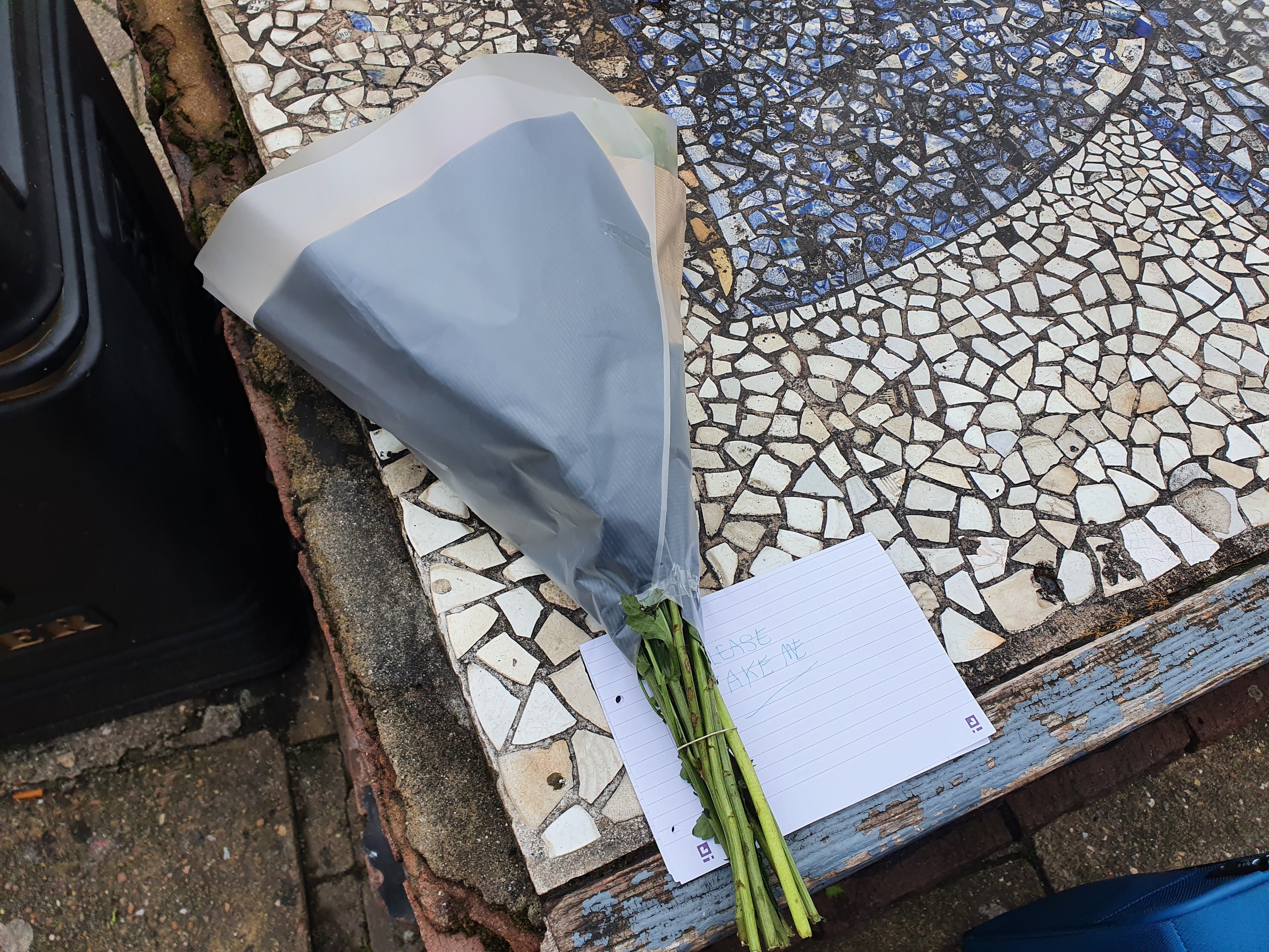 A bunch of flowers left behind in Saltash