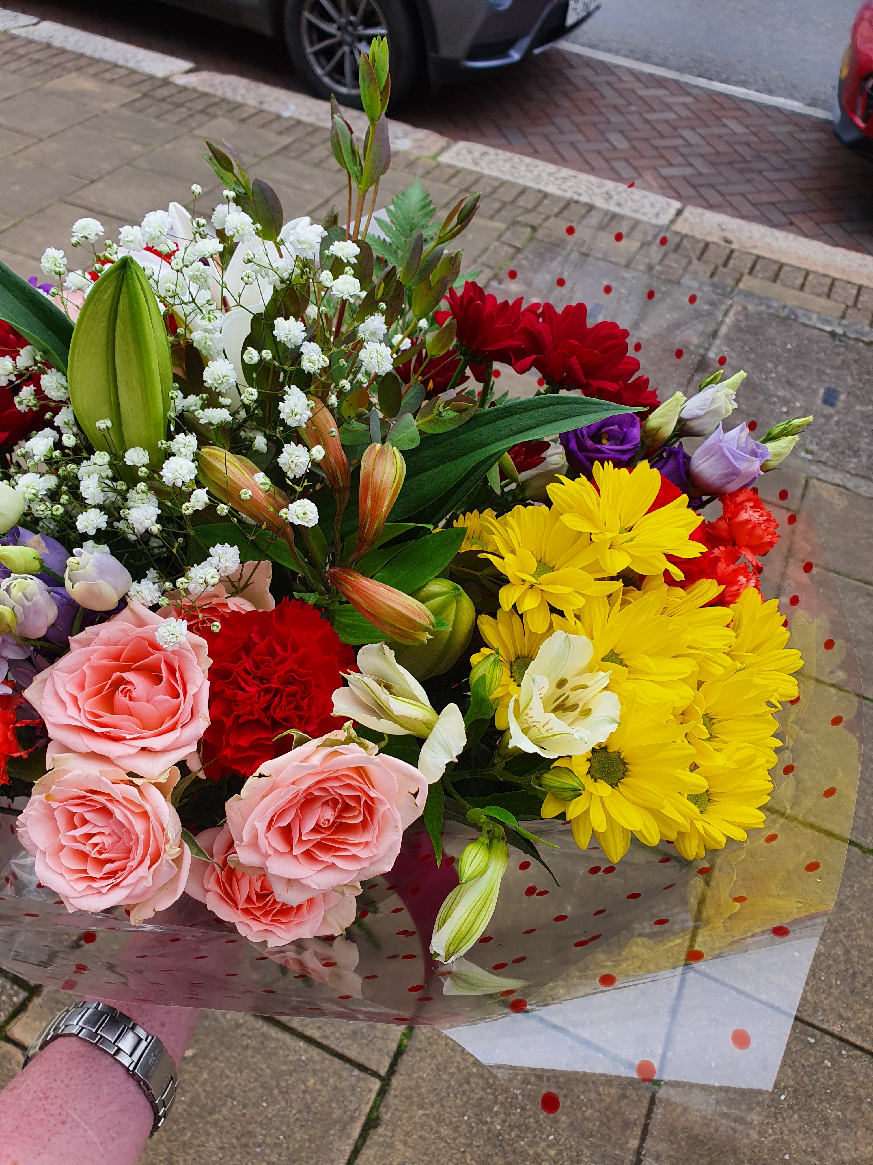 A bunch of brightly coloured flowers