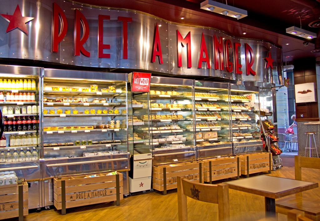 Sandwiches are on sale at Pret a Manger