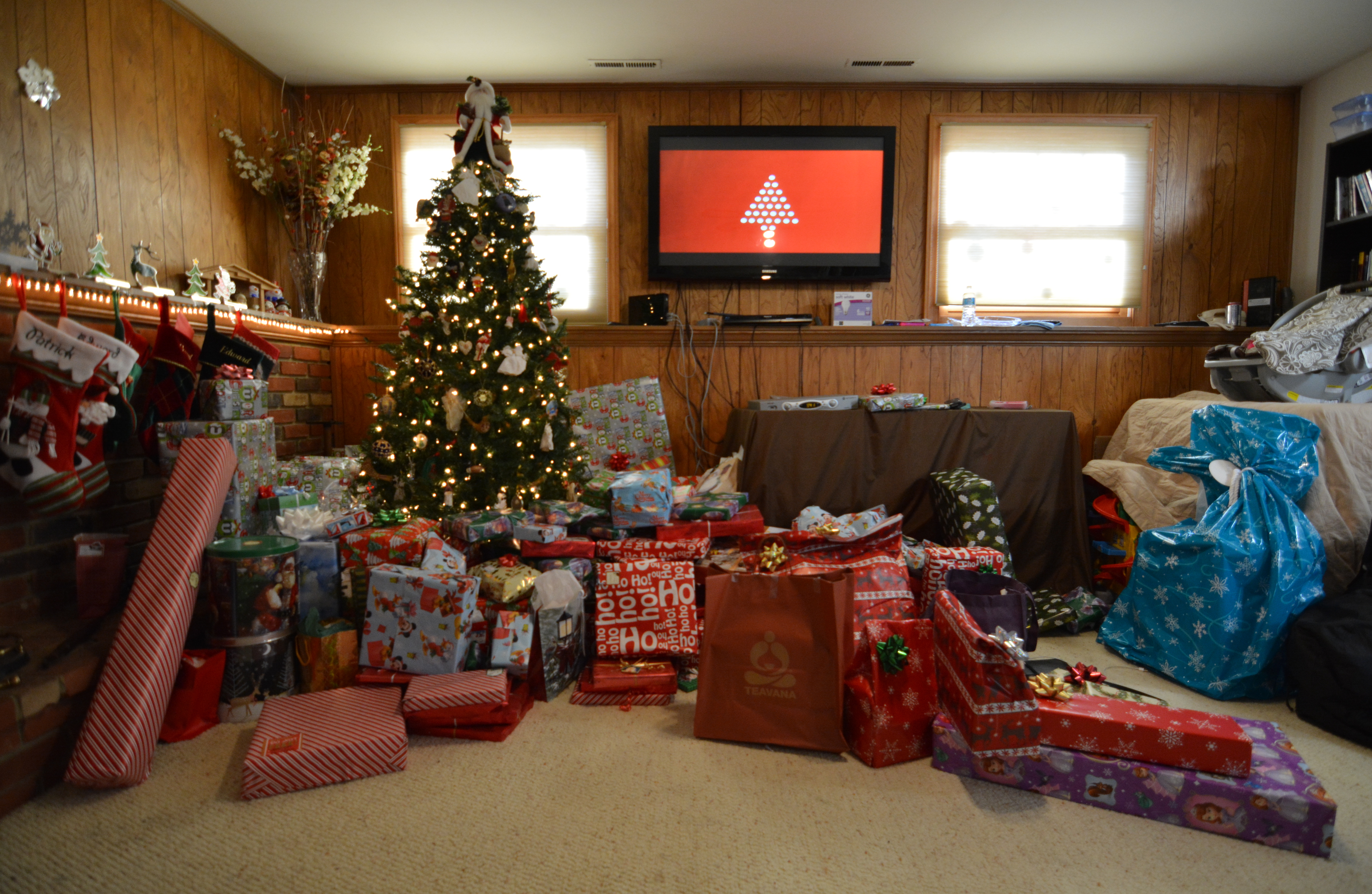 Christmas presents under a tree