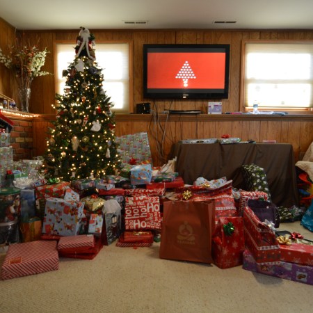 Christmas presents under a tree
