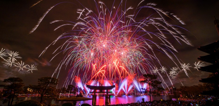 A fireworks display at Epcot Center